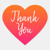 オレンジとホットピンクグラデーションの結婚ありがとう ハートシール (正面)