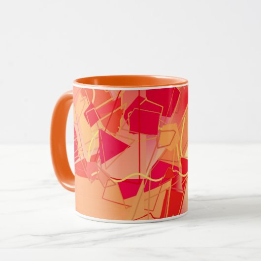 オレンジとホットピンク、カディンスキーインスパイア抽象芸術 マグカップ (正面左)
