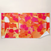 オレンジとホットピンク、Kadinskyインスパイア抽象芸術 ビーチタオル (正面)