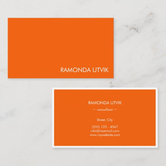 オレンジとホワイトのシンプルクリーン 名刺 (正面/裏面)