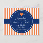 オレンジとホワイトのストライプにロイヤルブルー 案内ポストカード (正面)