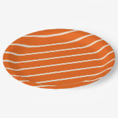 オレンジとホワイトのストライプのパーティープレート ペーパープレート (アングル)