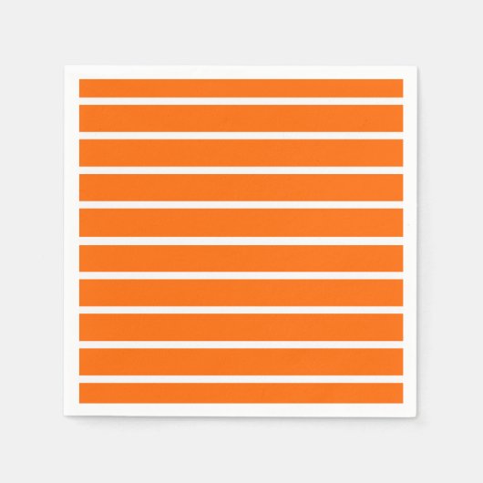 オレンジとホワイトのストライプデザイン スタンダードカクテルナプキン (正面)