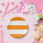 オレンジとホワイトのストライプパターンハロウィーン ペーパープレート (パーティー)