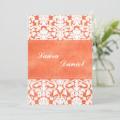 オレンジとホワイトのダマスク結婚式招待状 招待状 (スタンド正面)