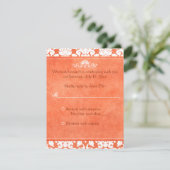 オレンジとホワイトのダマスク返信カード 招待状 (スタンド正面)