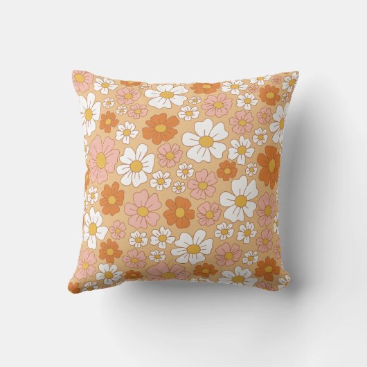オレンジとホワイトのフローラ装飾用クッション クッション (裏面)