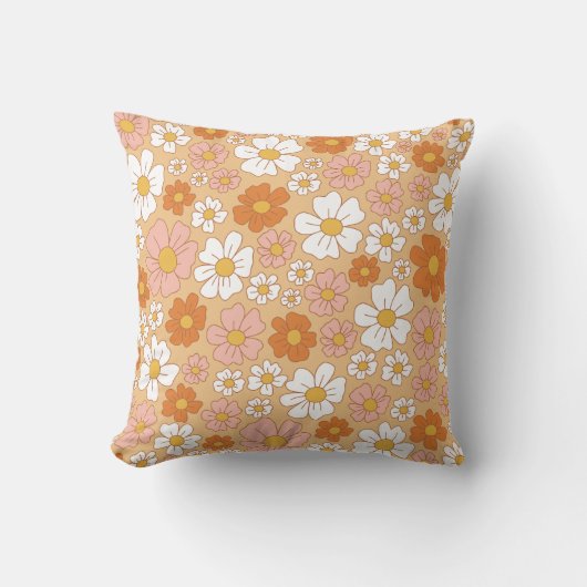 オレンジとホワイトのフローラ装飾用クッション クッション (正面)