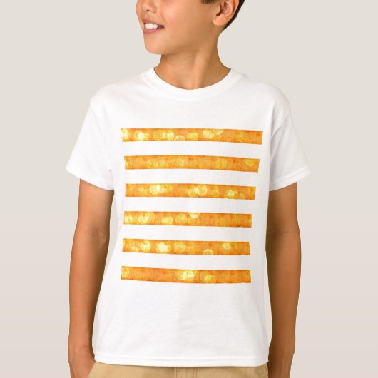 オレンジとホワイトのボケストライプ Tシャツ (正面)