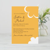 オレンジとホワイトのレトロフラワー ウェディング 招待状 (スタンド正面)