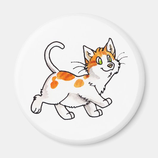 オレンジとホワイトの子猫 マグネット (正面)