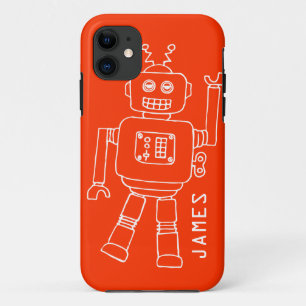 オレンジとホワイトの少年というおもしろい iPhone 11 ケース