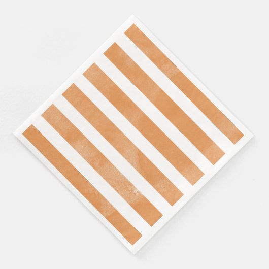 オレンジとホワイトウォーターのカラーストライプのパーティーナプキン (コーナー)