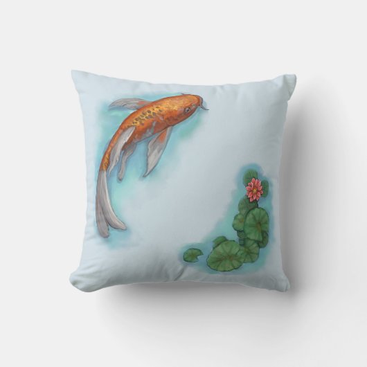 オレンジとホワイトコイ クッション (正面)
