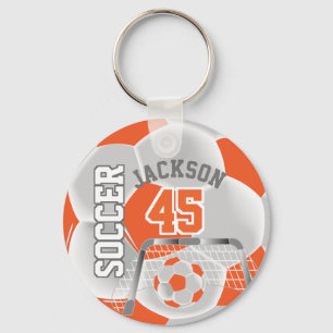 オレンジとホワイトサッカー⚽ボールスポーツ キーホルダー