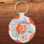 オレンジとホワイトサッカー⚽ボールスポーツ キーホルダー (裏面)