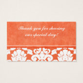 オレンジとホワイトダマスクウェディングメッセージカード (裏面)