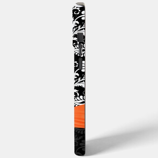 オレンジとホワイトダマスク印刷ラインフェイクストーン Case-Mate iPhoneケース (裏面 / 左)