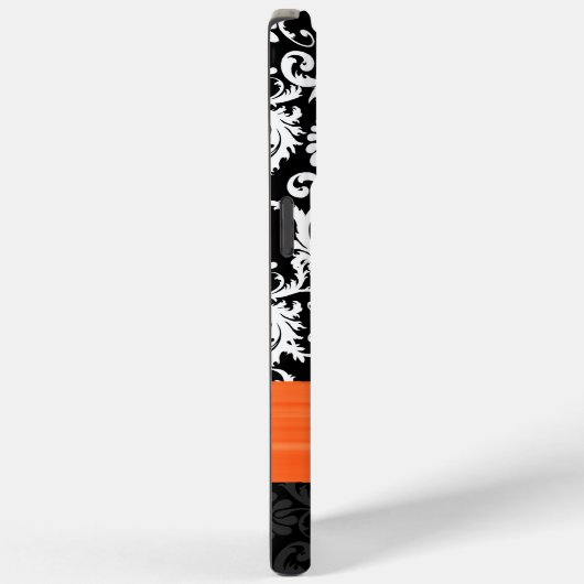 オレンジとホワイトダマスク印刷ラインフェイクストーン Case-Mate iPhoneケース (裏面 / 右)