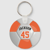 オレンジとホワイトチームサッカー⚽ボールキーチェーン キーホルダー (裏面)