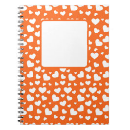 オレンジとホワイトバレンタインラブハート ノートブック