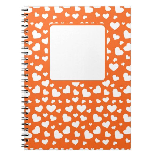 オレンジとホワイトバレンタインラブハート ノートブック (正面)