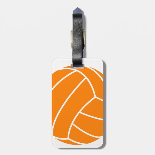 オレンジとホワイトバレーボール ラゲッジタグ (裏面縦)