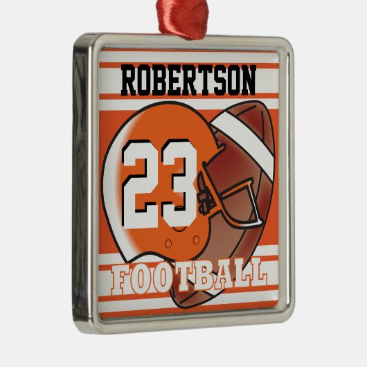 オレンジとホワイトフットボール メタルオーナメント (右)