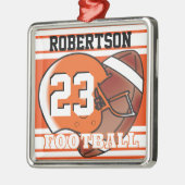 オレンジとホワイトフットボール メタルオーナメント (左)