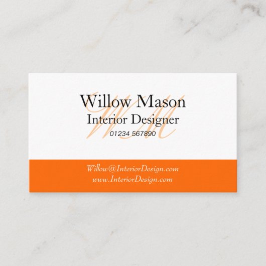 オレンジとホワイトモノグラムの名刺 名刺 (正面)