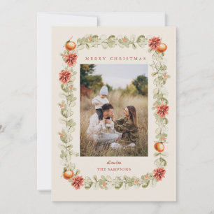 オレンジとポインセチアのクリスマスリースの写真 招待状