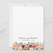 オレンジとマルーンの秋の花の結婚式招待状カード 招待状 (裏面)