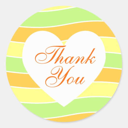 オレンジとライムイエローウェーストライプブありがとう ラウンドシール (正面)