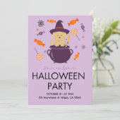 オレンジとライラックのドッグ ハロウィンパーティー ご招待 招待状 (スタンド正面)