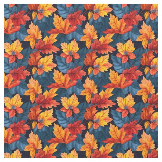 オレンジとラセットの紅葉 ファブリック (クローズアップ)