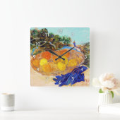 オレンジとレモンとブルーグローブ、ヴァンゴッホ スクエア壁時計 (ホーム)