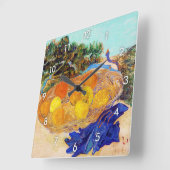 オレンジとレモンとブルーグローブ、ヴァンゴッホ スクエア壁時計 (傾斜)