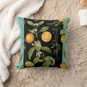 オレンジとレモンのヴィンテージ(ターコイズアクセント) クッション (ブランケット)