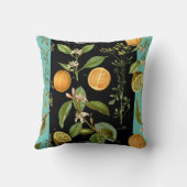 オレンジとレモンのヴィンテージ(ターコイズアクセント) クッション (裏面)