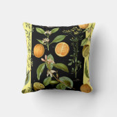 オレンジとレモンのヴィンテージ（黄色アクセント） クッション (裏面)