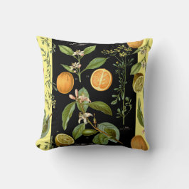オレンジとレモンのヴィンテージ（黄色アクセント） クッション