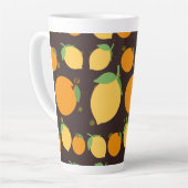 オレンジとレモンの柄 カフェラテマグ (左アングル)