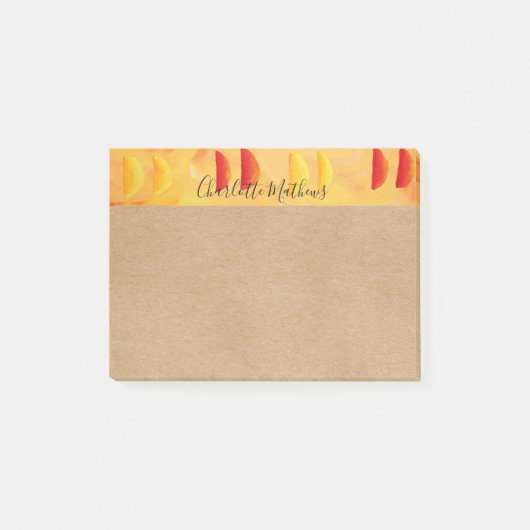 オレンジとレモンの柑橘類のパーソナライズ ポストイット (正面)