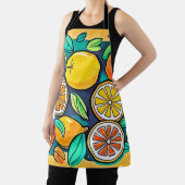 オレンジとレモンの柑橘類パターン エプロン (インサイチュ)