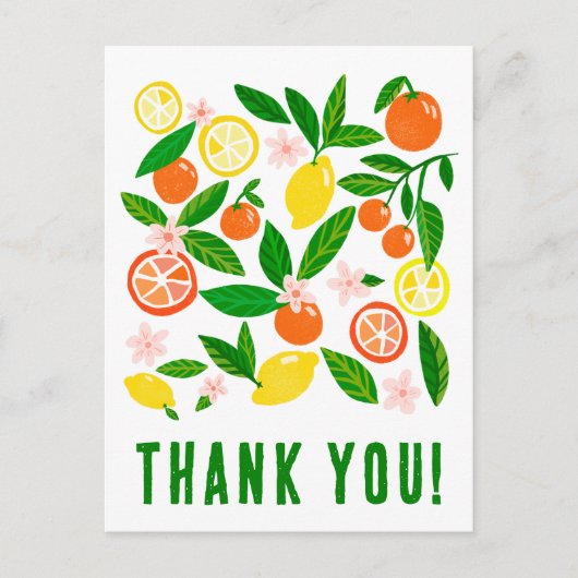 オレンジとレモンの色鮮やかな柑橘のお祝い ポストカード (正面)