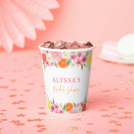 オレンジとレモンの花のあるウェディングシャワー 紙コップ