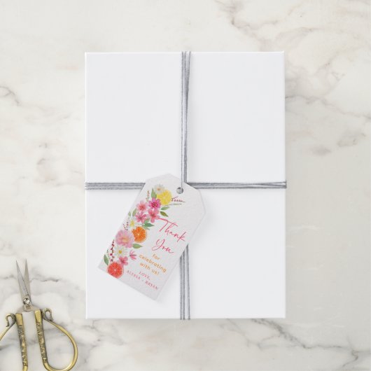 オレンジとレモンの花のウェディングシャワー ギフトタグ (より糸付き)