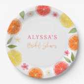 オレンジとレモンの花のウェディングシャワー ペーパープレート (正面)