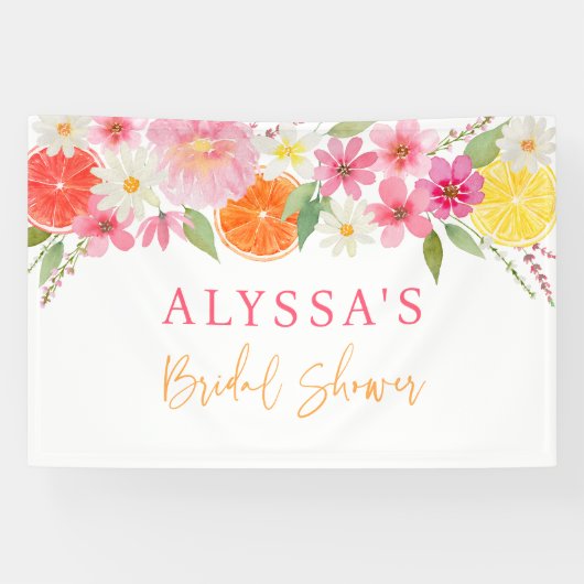 オレンジとレモンの花のウェディングシャワー 横断幕 (横)