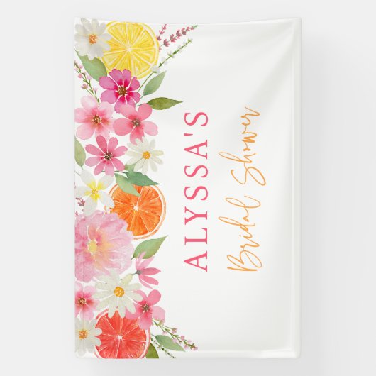 オレンジとレモンの花のウェディングシャワー 横断幕 (縦)